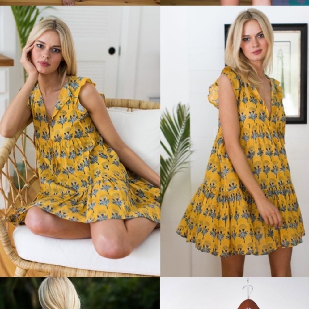 EMERSON FRY INDIA COLLECTION angel big marigolds cotton dress M‎ L